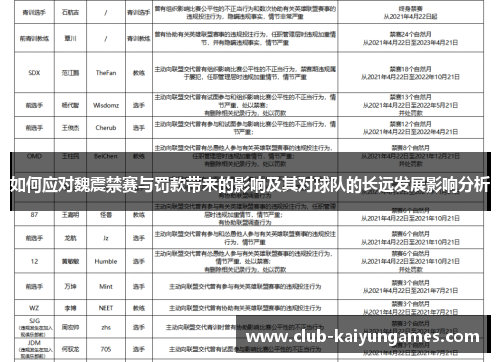 如何应对魏震禁赛与罚款带来的影响及其对球队的长远发展影响分析